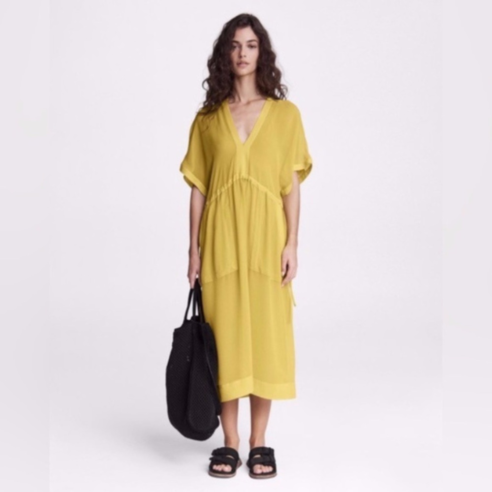 Rag  & Bone Elysse Caftan Sundress Dress XS Yellow High Low Midi  $495 NWT